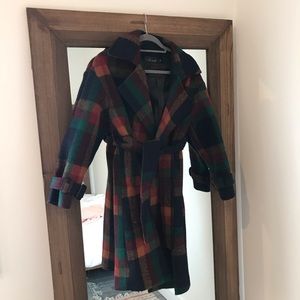 Multi Color Plaid Pea Coat